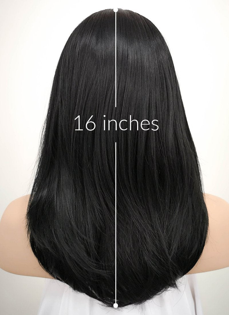 Jet Black Straight Lace Front Synthetic Wig LF262