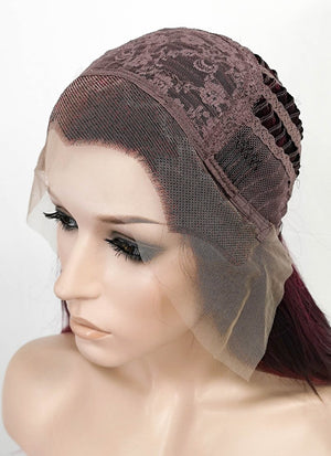 Two Tone Red Straight Lace Front Synthetic Wig LF3177