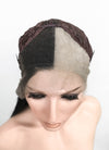 White Black Split Color Straight Lace Front Synthetic Wig LF3185