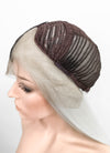 White Black Split Color Straight Lace Front Synthetic Wig LF3185