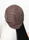 White Black Split Color Straight Lace Front Synthetic Wig LF3185