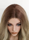 Ash Blonde With Brown Roots Money Piece Wavy Lace Front Synthetic Wig LF3219