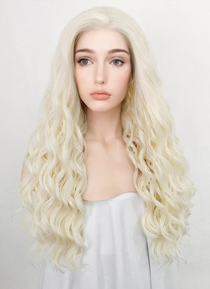 Light Blonde Wavy Lace Front Synthetic Wig LF3225