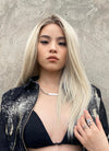 Mixed Blonde With Dark Roots Straight Lace Front Synthetic Wig LF3235