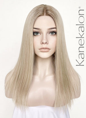 Mixed Blonde With Dark Roots Straight Lace Front Synthetic Wig LF3235