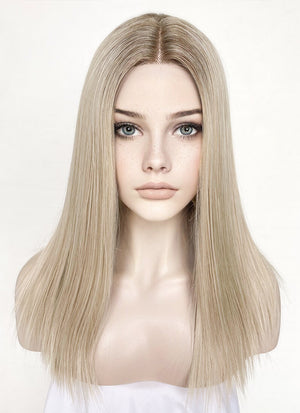 Mixed Blonde With Dark Roots Straight Lace Front Synthetic Wig LF3235