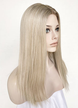 Mixed Blonde With Dark Roots Straight Lace Front Synthetic Wig LF3235