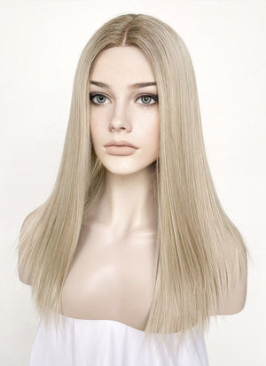 Mixed Blonde With Dark Roots Straight Lace Front Synthetic Wig LF3235