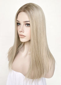 Mixed Blonde With Dark Roots Straight Lace Front Synthetic Wig LF3235