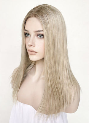 Mixed Blonde With Dark Roots Straight Lace Front Synthetic Wig LF3235