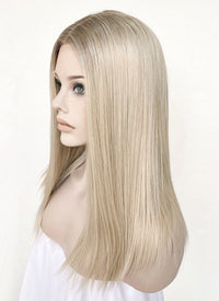 Mixed Blonde With Dark Roots Straight Lace Front Synthetic Wig LF3235