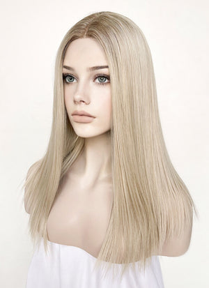 Mixed Blonde With Dark Roots Straight Lace Front Synthetic Wig LF3235