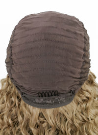 Mixed Blonde With Brown Roots Curly Lace Front Kanekalon Synthetic Wig LF3242