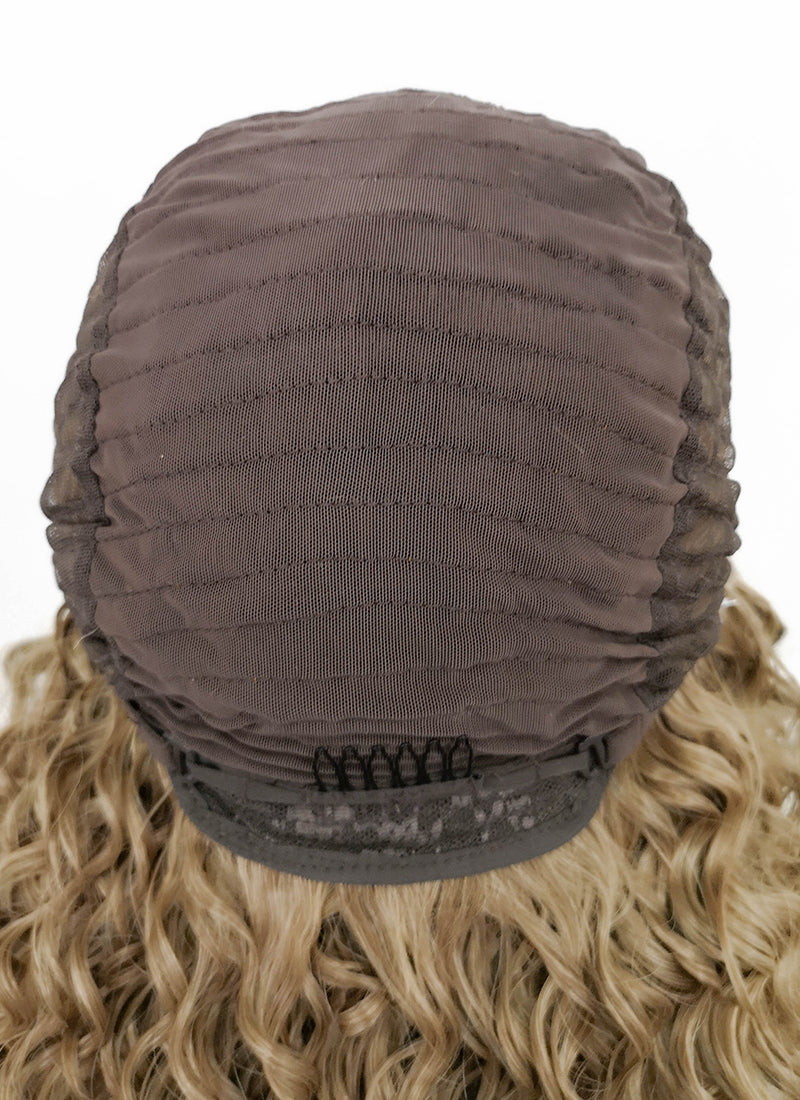 Mixed Blonde With Brown Roots Curly Lace Front Kanekalon Synthetic Wig LF3242