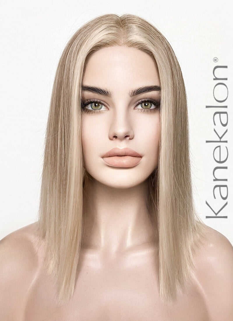 Mixed Blonde Money Piece Straight Lace Front Kanekalon Synthetic Wig LF3258