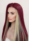 Dark Red Mixed Blonde Straight Lace Front Kanekalon Synthetic Wig LF3261