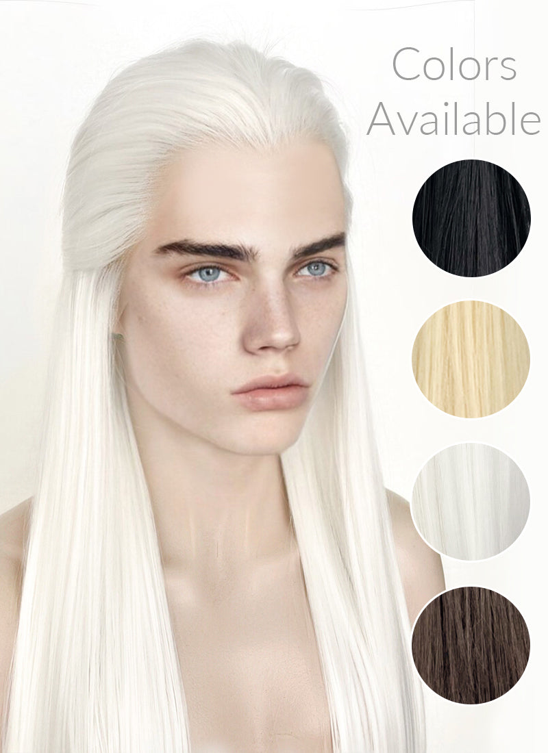 White Straight Lace Front Synthetic Men's Wig LF3270B (Customisable)