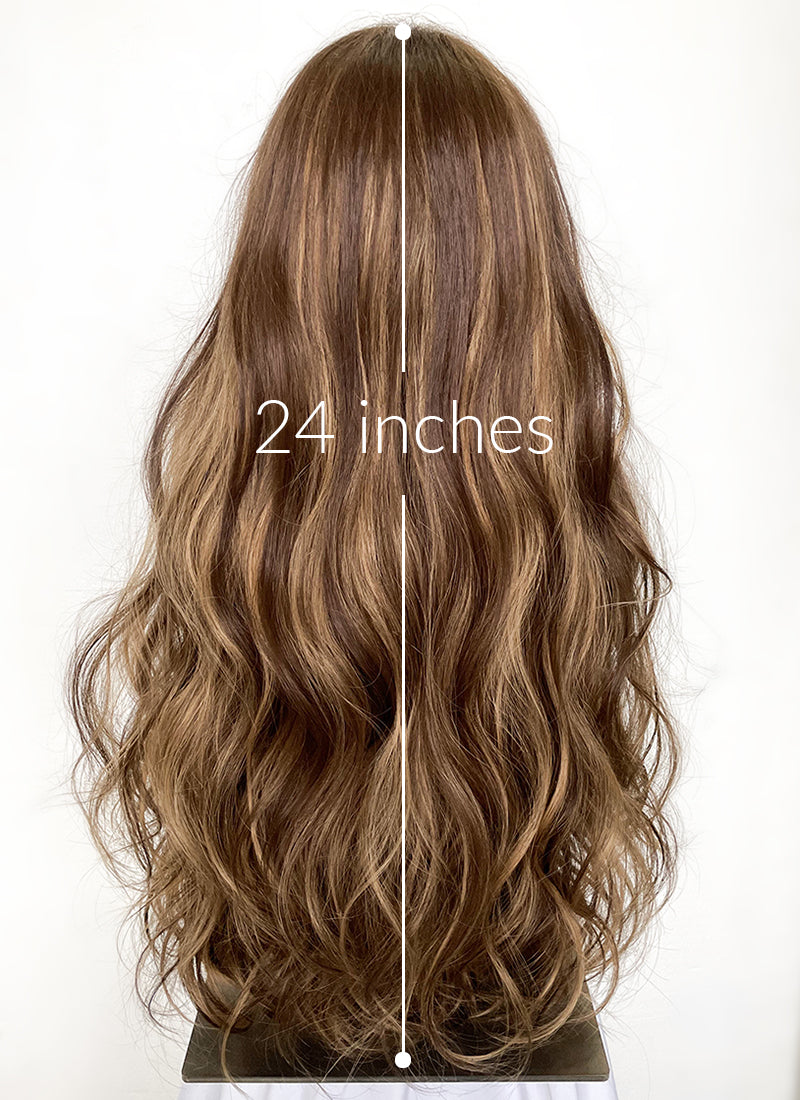 Brown Mixed Blonde Wavy Lace Front Synthetic Wig LF3275