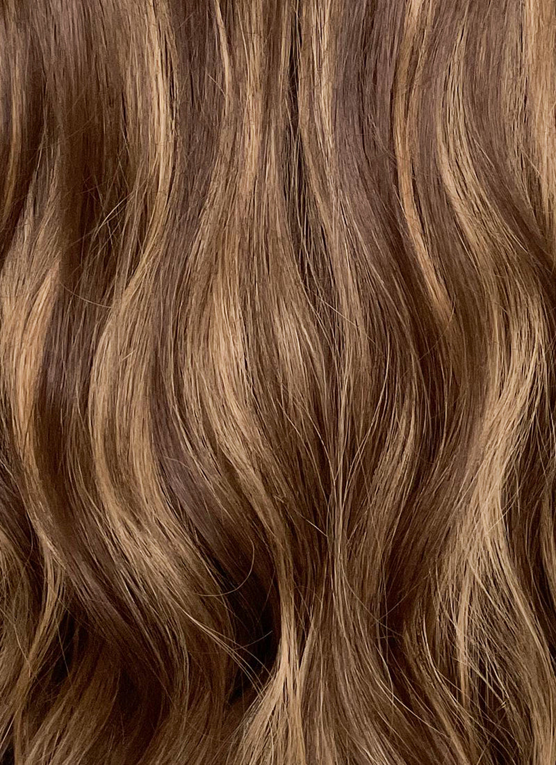 Brown Mixed Blonde Wavy Lace Front Synthetic Wig LF3275