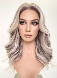 Ash Purple Mixed Blonde Wavy Lace Front Synthetic Wig LF3283