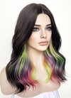 Black Rainbow Color Wavy Lace Front Synthetic Wig LF3286