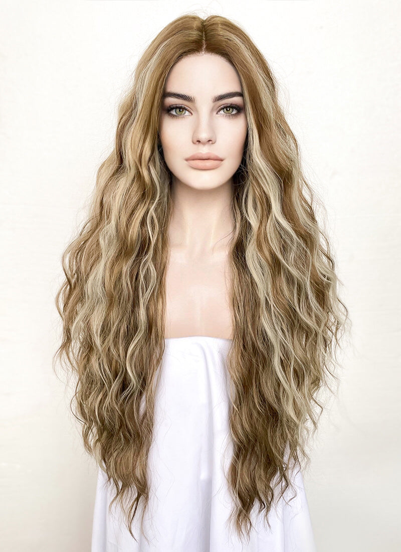 Brown Mixed Blonde Curly Lace Front Synthetic Wig LF3289