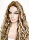 Brown With Blonde Highlights Curly Lace Front Synthetic Wig LF3289