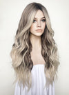 Balayage Blonde Highlights Money Piece With Dark Roots Wavy Lace Front Synthetic Wig LF3293