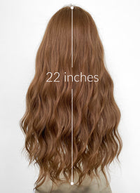 Brown Curtain Bangs Wavy Lace Front Synthetic Wig LF3294