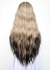 Blonde Brown Ombre With Dark Roots Wavy Lace Front Synthetic Wig LF3295