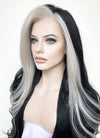 Black and Grey Money Piece Wavy Lace Front Sythetic Wig LF3298