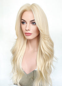 Barbie Light Blonde Curtain Bangs Wavy Lace Front Synthetic Wig LF3299A