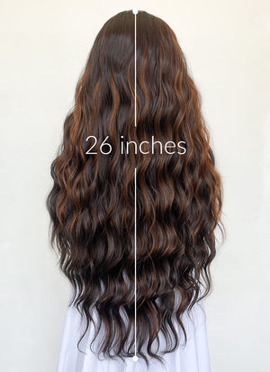 Brunette Mixed Brown Wavy Lace Front Synthetic Wig LF3300