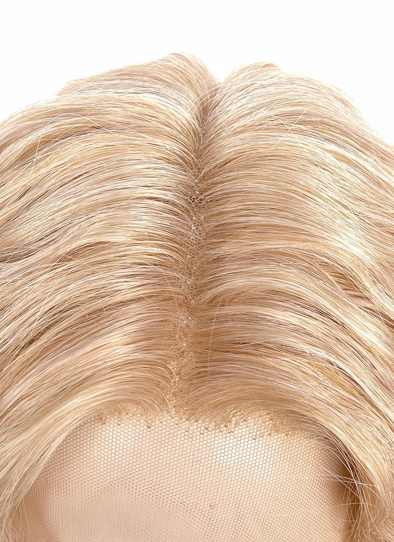 Light Golden Blonde Curly Lace Front Synthetic Hair Wig LF3312