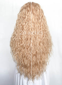 Light Golden Blonde Curly Lace Front Synthetic Hair Wig LF3312