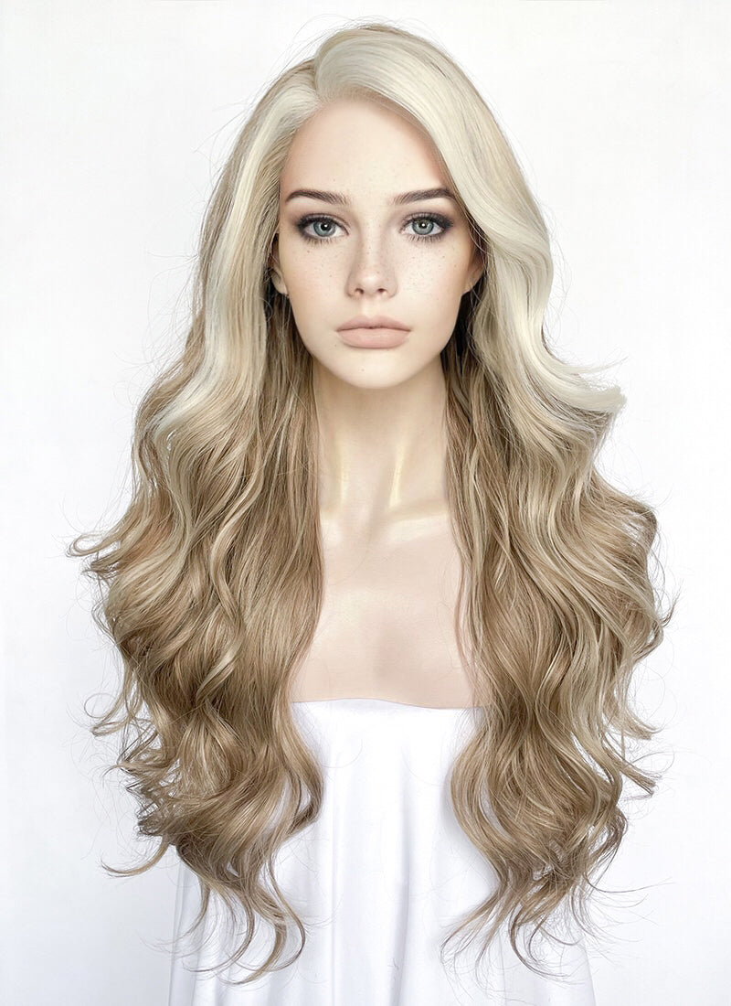 Mixed Blonde Wavy Lace Front Synthetic Hair Wig LF3315
