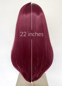 Burgundy Red Curtain Bangs Straight Lace Front Synthetic Hair Wig LF3328