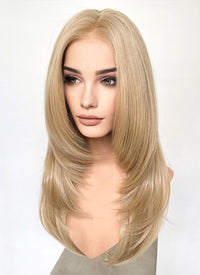 Blonde Curtain Bangs Straight Lace Front Synthetic Hair Wig LF3332