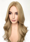 Blonde Curtain Bangs Wavy Lace Front Synthetic Hair Wig LF3339