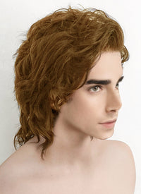 Brown Wavy Lace Front Synthetic Men's Wig LF407B