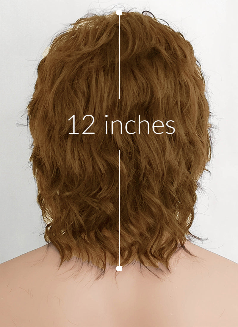 Brown Wavy Lace Front Synthetic Men's Wig LF407B