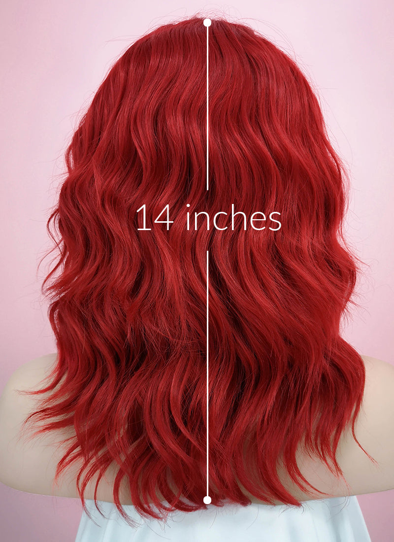 Red Wavy Lace Front Synthetic Wig LF408