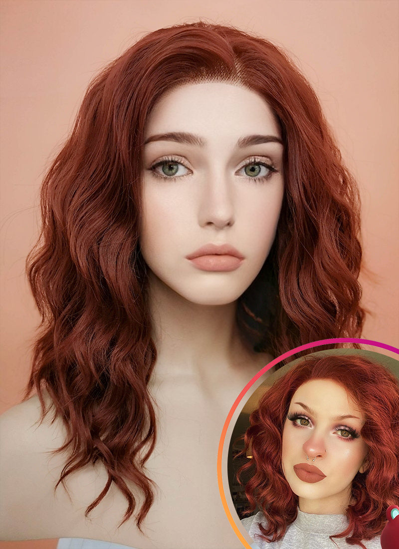 Auburn Wavy Lace Front Synthetic Wig LF409