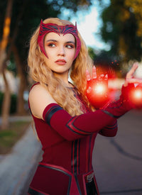 Scarlet Witch Wanda Maximoff Golden Blonde Curly Lace Front Synthetic Wig LF5094
