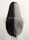 Black Mixed Grey Straight Lace Front Synthetic Wig LF5098