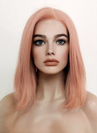 Pastel Peach Pink Straight Lace Front Synthetic Wig LF5103