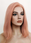 Pastel Peach Pink Straight Lace Front Synthetic Wig LF5103