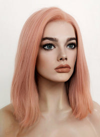 Pastel Peach Pink Straight Lace Front Synthetic Wig LF5103