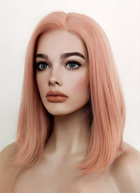 Pastel Peach Pink Straight Lace Front Synthetic Wig LF5103