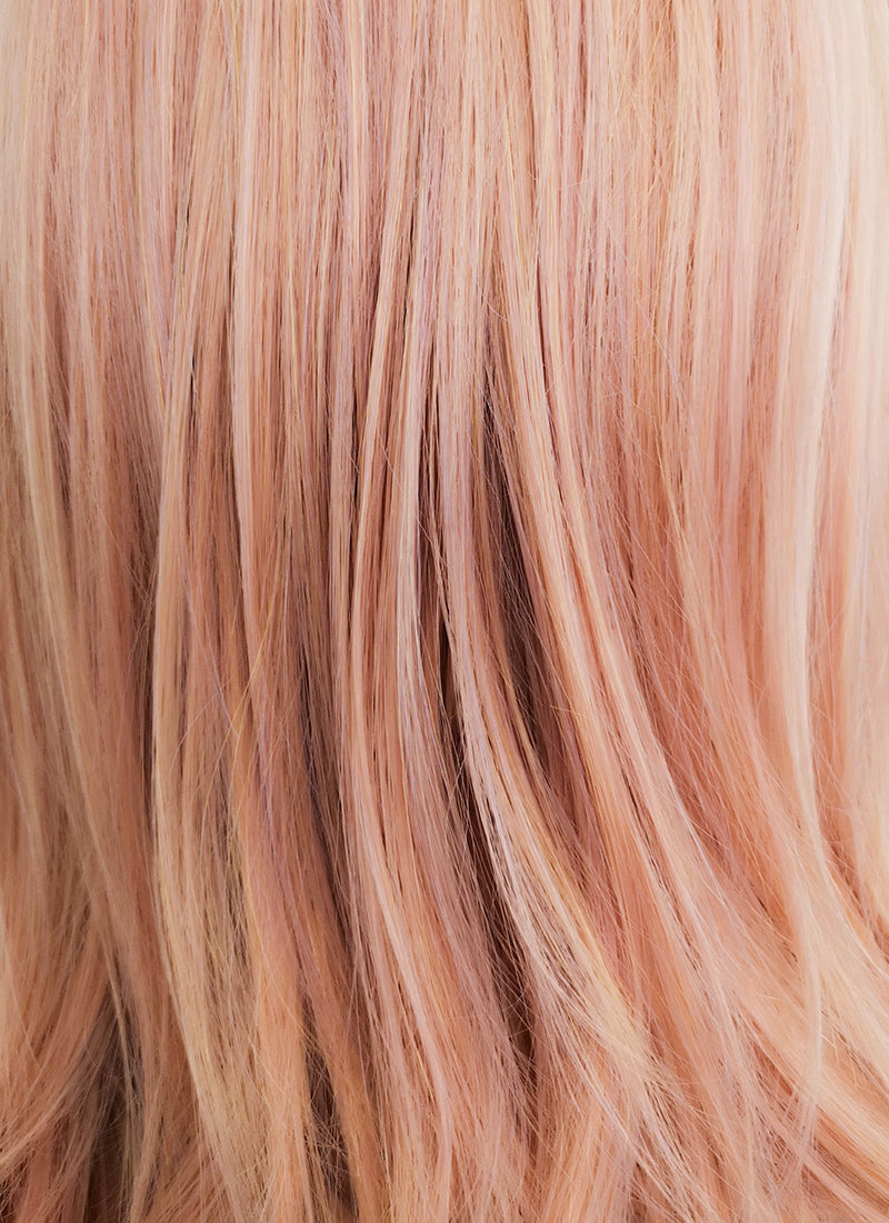 Pastel Peach Pink Straight Lace Front Synthetic Wig LF5103